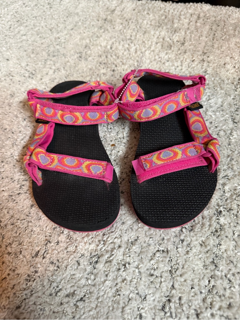 Teva Pink tie dye Print Strap universal Sandals Euc size 3 girls